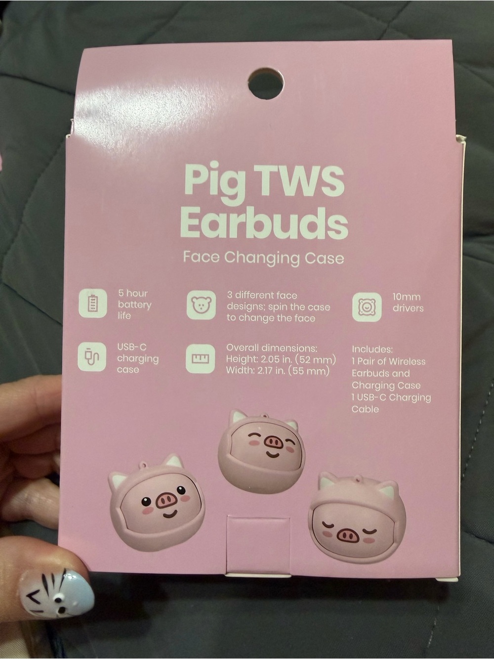 Pink Pig TWS Wireless Earbuds with Face Changing Case - Picture 2 of 2